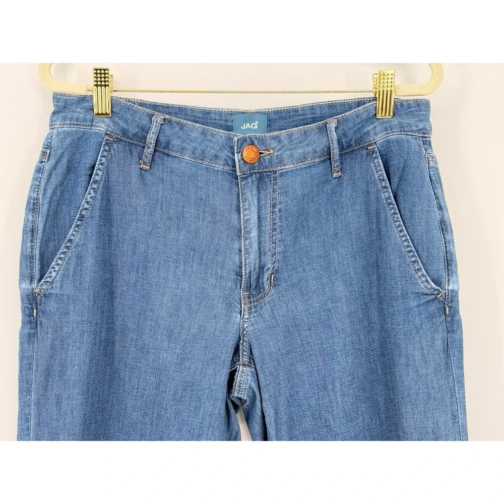 Jag Blue Denim Wide Leg Trousers Size 6/30 FITS 32x27.5 Casual‎ Lightweight